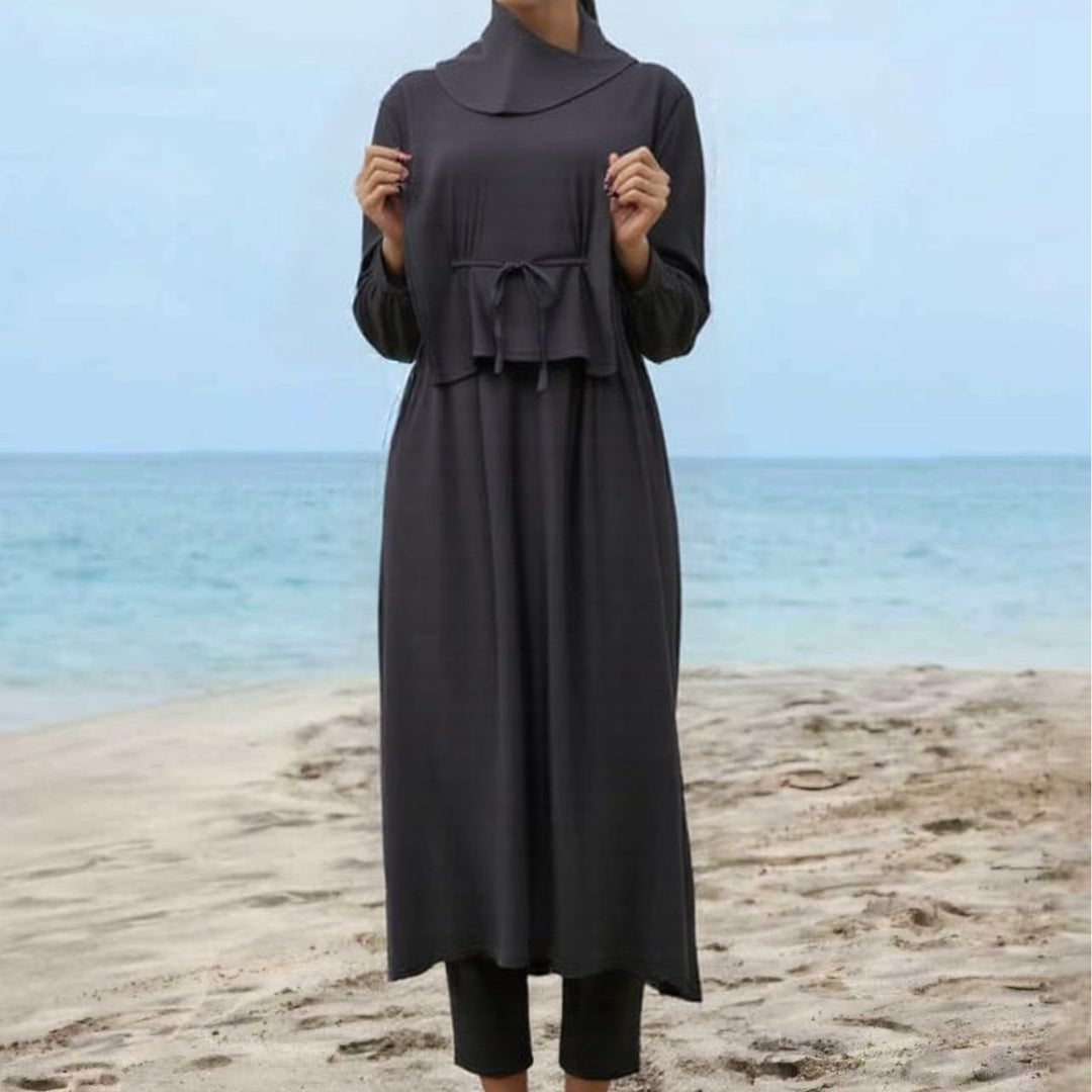 Damen modischer und eleganter Strandanzug mit begleitetem Kopftuch Drune