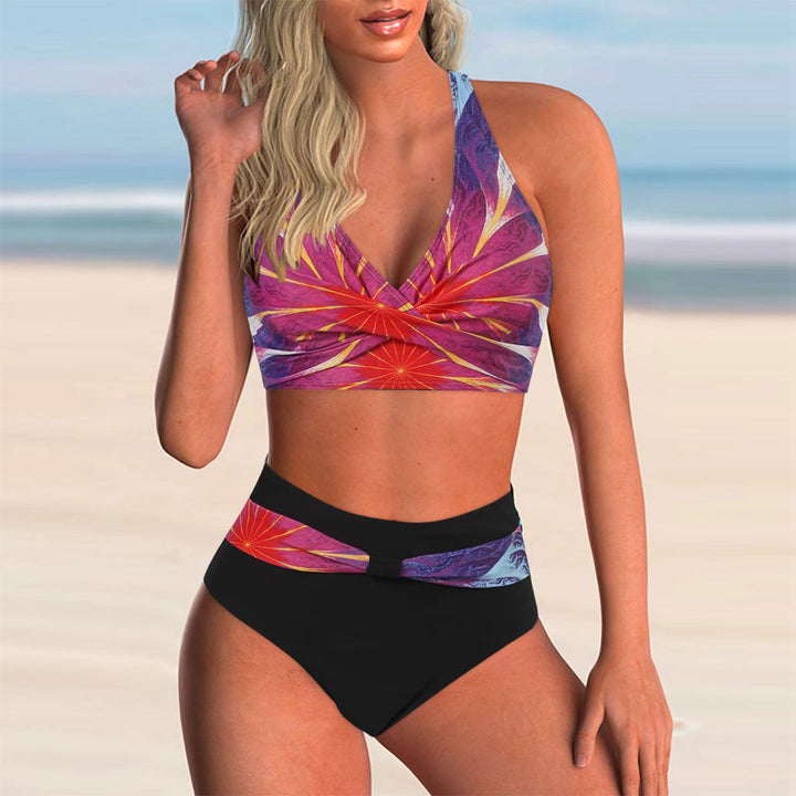 Damen Hochtailliertes Bikini-Set mit elegantem Wickeloberteil Drune