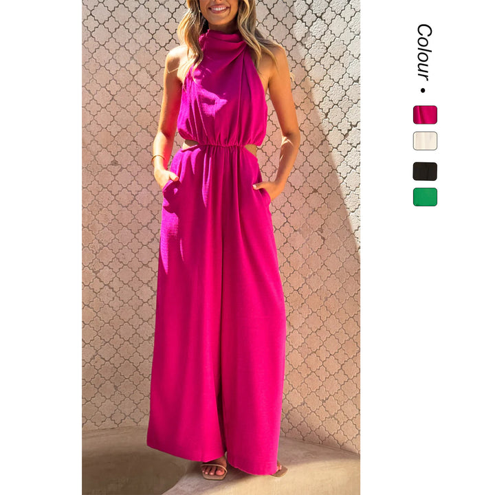 Damen Eleganter Jumpsuit mit hohem Kragen und Cut-Out-Details Drune