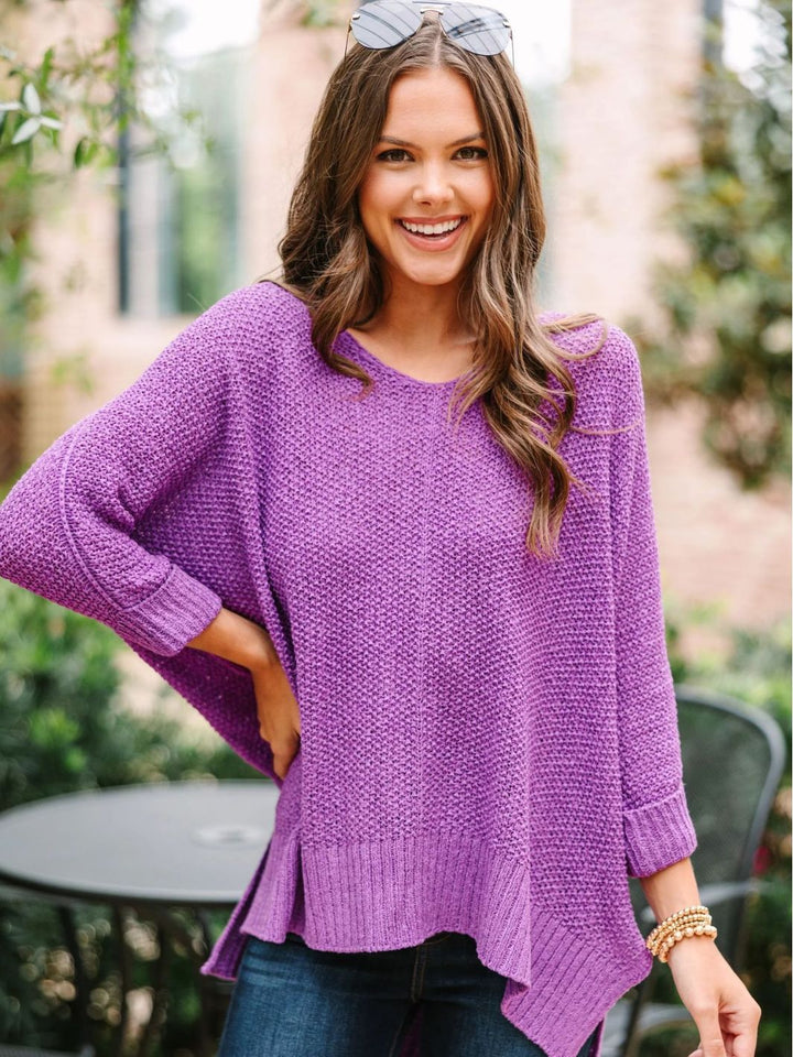 Damen lässiger Strickpullover mit seitlichen Taschen und weitem Schnitt Drune