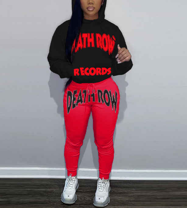 Damen Sportlicher Hoodie und Jogginghose Set mit auffälligem Schriftzug Drune