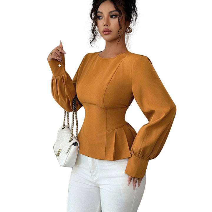 Damen Taillierte Bluse mit Puffärmeln Drune