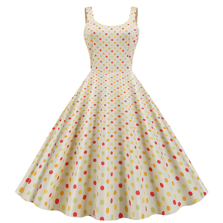 Damen Swingkleid mit klassischem Polka-Dots-Muster und schwingendem Schnitt Drune