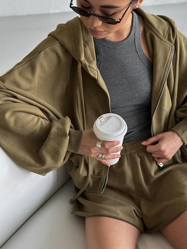 Damen lässiges Set aus cropped Oberteil und Shorts Drune