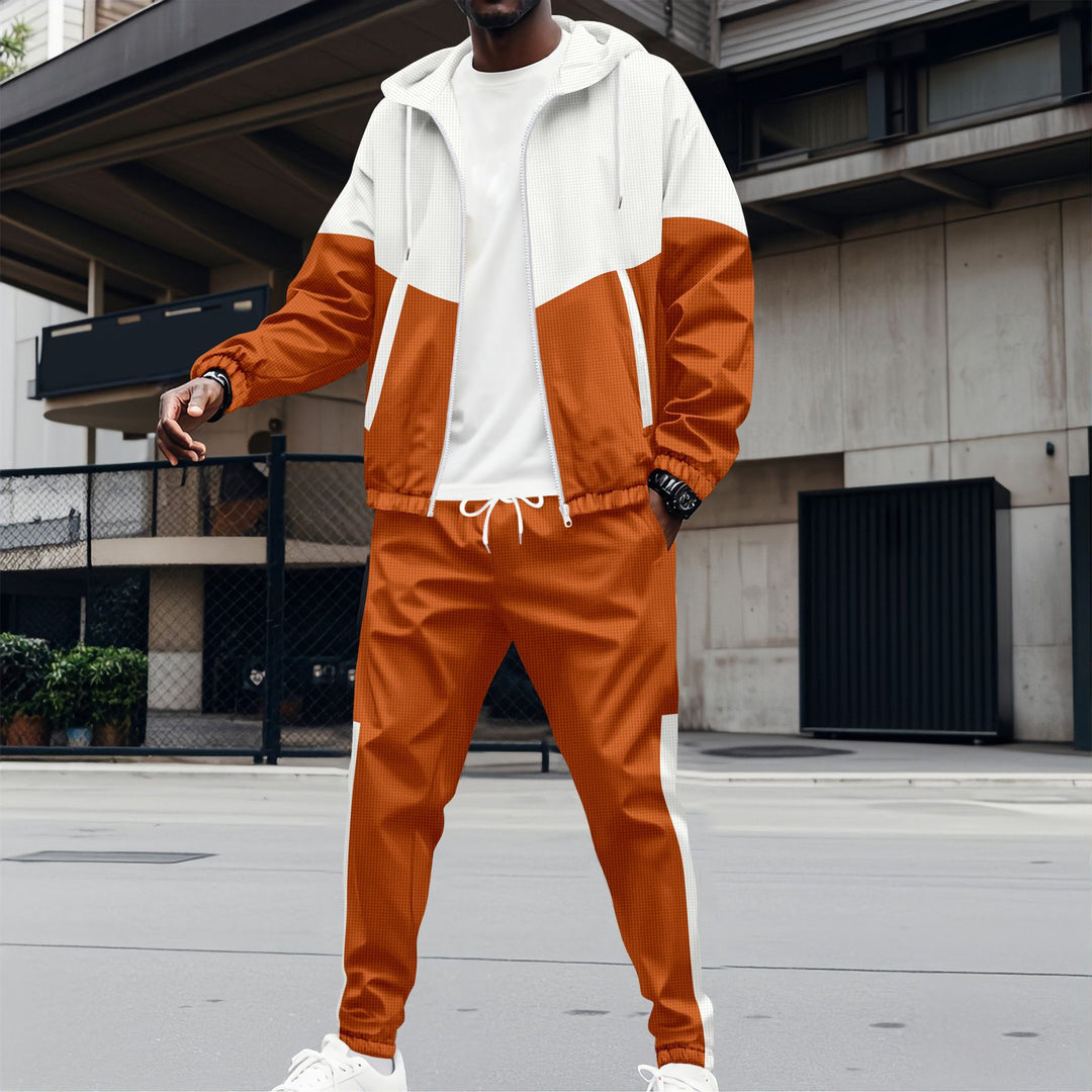 Herren sportliches Outdoor-Set mit atmungsaktiven Materialien und stylischem Farbblockdesign Drune