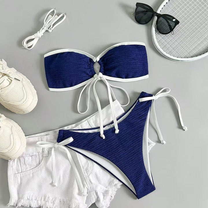 Damen Bandeau-Bikini mit verspielten Raffungselementen Drune