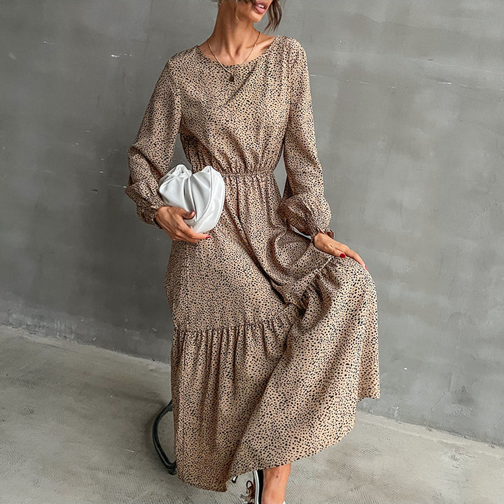 Damen Maxikleid mit elastischem Taillengürtel und eleganten Rüschendetails Drune