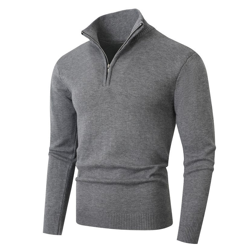 Herren Pullover mit modernem halben Reißverschluss und feiner Rippenstruktur Drune