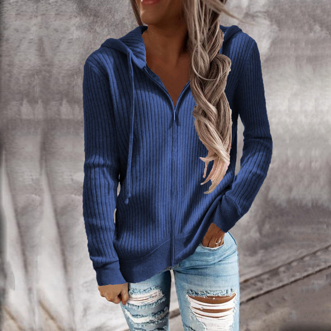 Damen Strickjacke mit Kapuze und seitlichen Taschen Drune