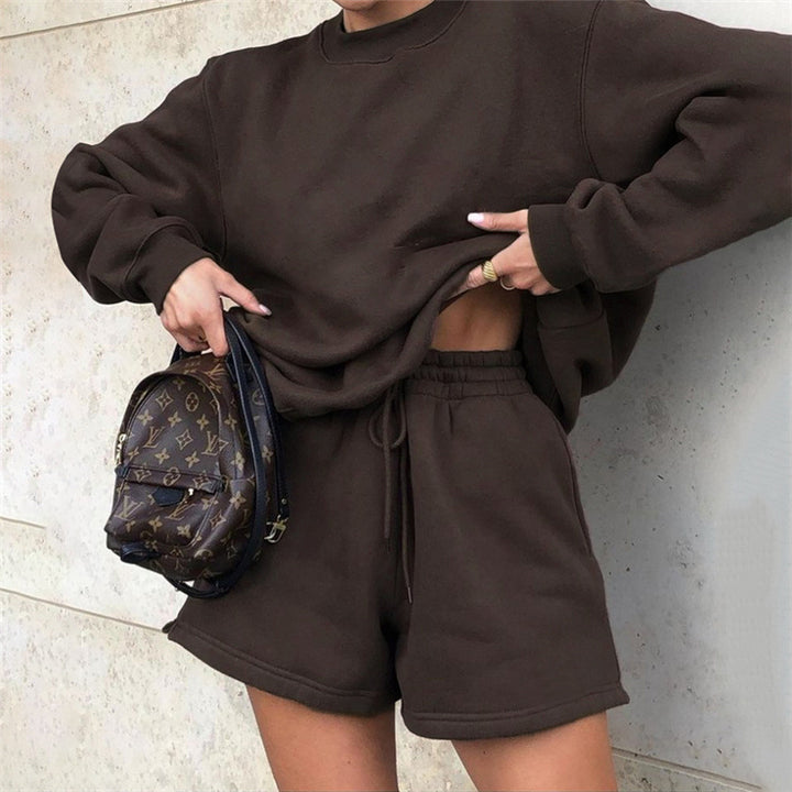 Damen lässiges und stylisches Sweatshirt-Shorts-Set Drune