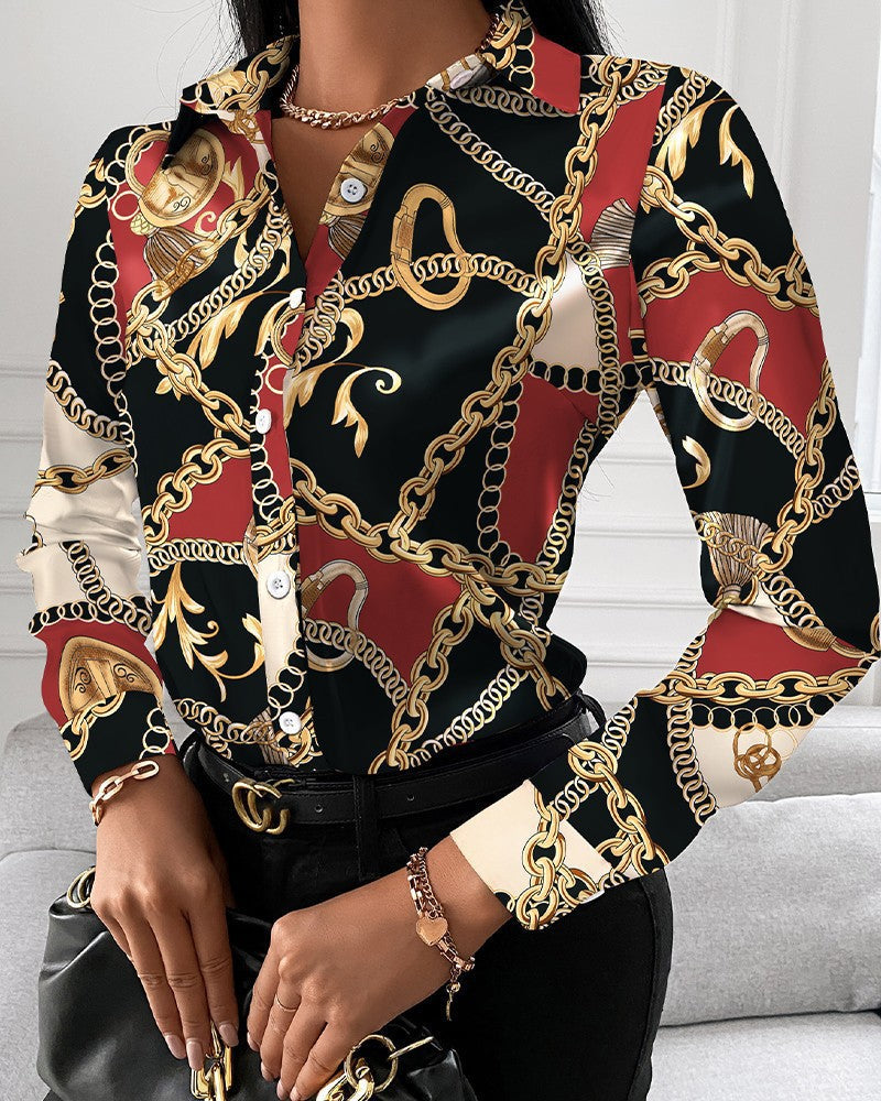 Damen Bluse mit elegantem Kettenmuster Drune