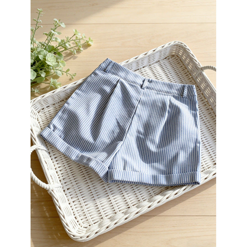 Damen Shorts mit gestreiftem Design und bequemer Passform Drune