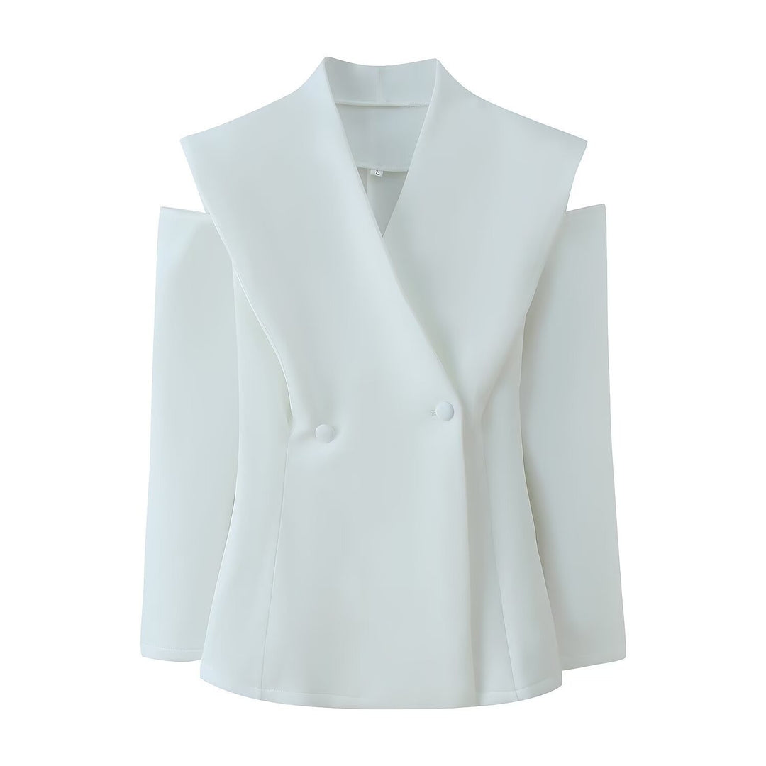 Damen elegante Blazerjacke mit modernem Schnitt und außergewöhnlichem Kragen Drune