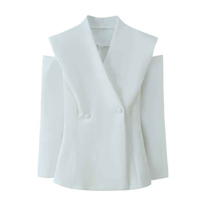 Damen elegante Blazerjacke mit modernem Schnitt und außergewöhnlichem Kragen Drune