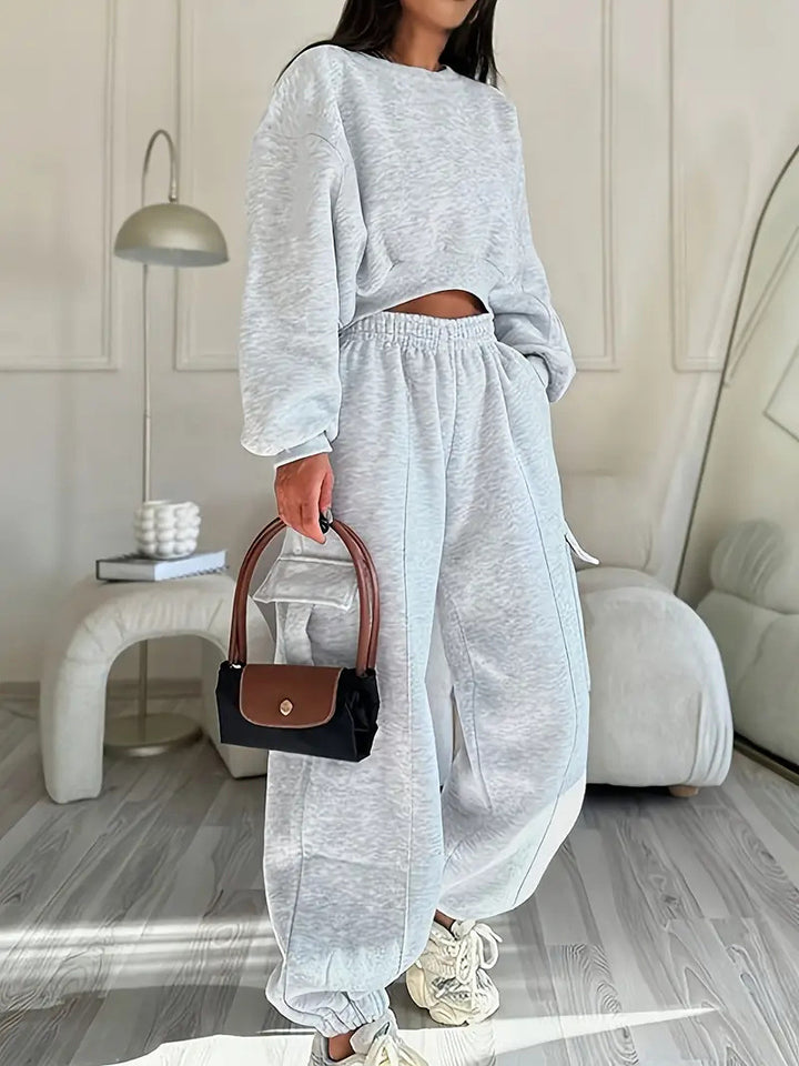 Damen lässige und bequeme Crop-Top Jogginghose Drune