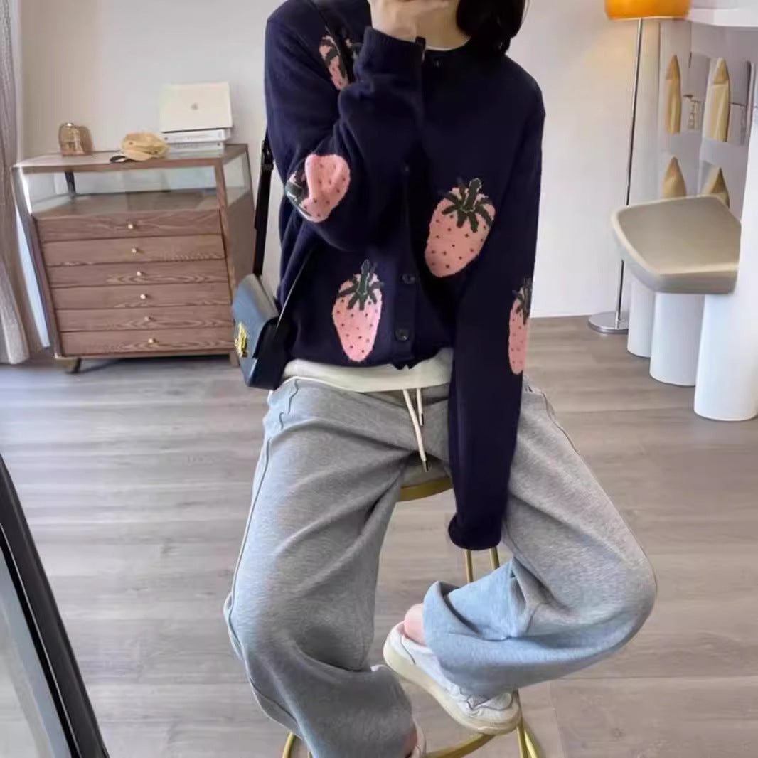 Damen Verspielt gemusterter Cardigan mit Knopfdetail Drune