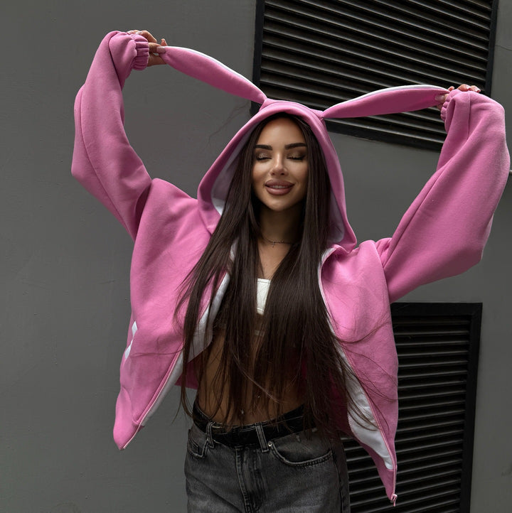 Damen Kapuzenjacke mit tierischen Ohren Drune