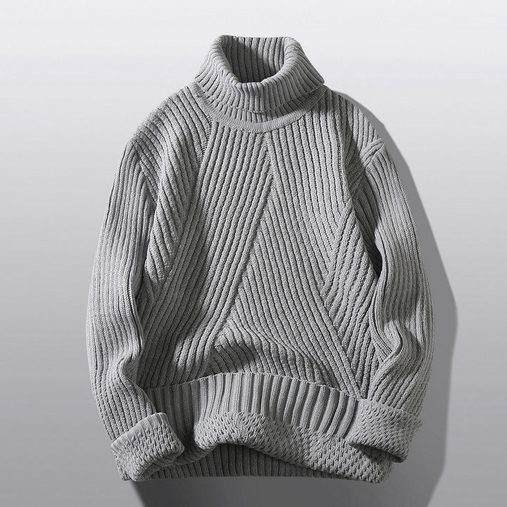 Herren Strickpullover mit hohem Kragen und strukturiertem Zopfdesign Drune