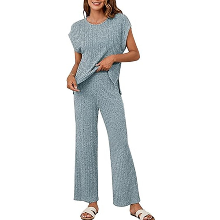 Damen Bequemes Strick-Loungewear-Set mit weiten Ärmeln und lockerer Passform Drune
