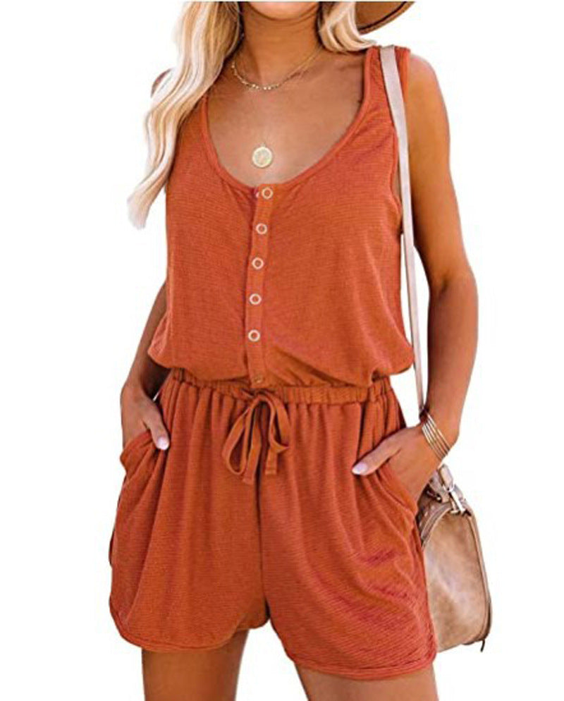 Damen Komfortabler Jumpsuit mit Knopfdetails und lässigem Schnitt Drune
