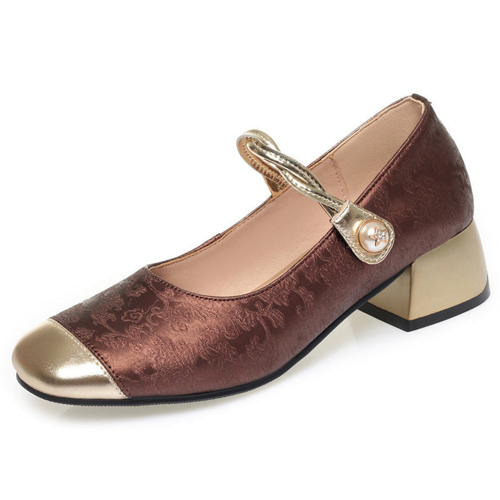 Damen Elegante Mary Jane Ballerinas mit modischem Riemchen und Blockabsatz Drune