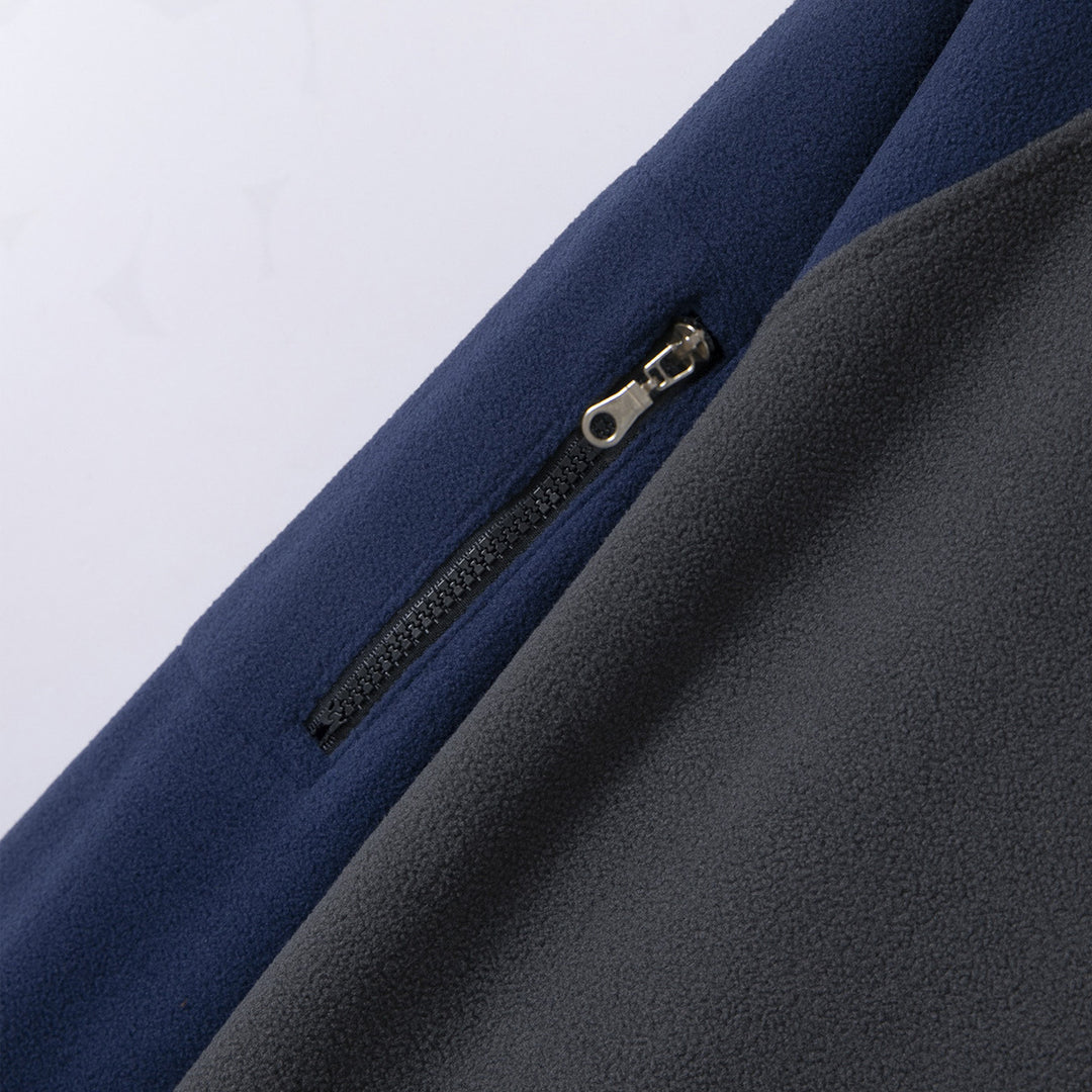 Herren nan Fleece-Pullover mit halbem Reißverschluss, Armfach und elastischen Bündchen Drune