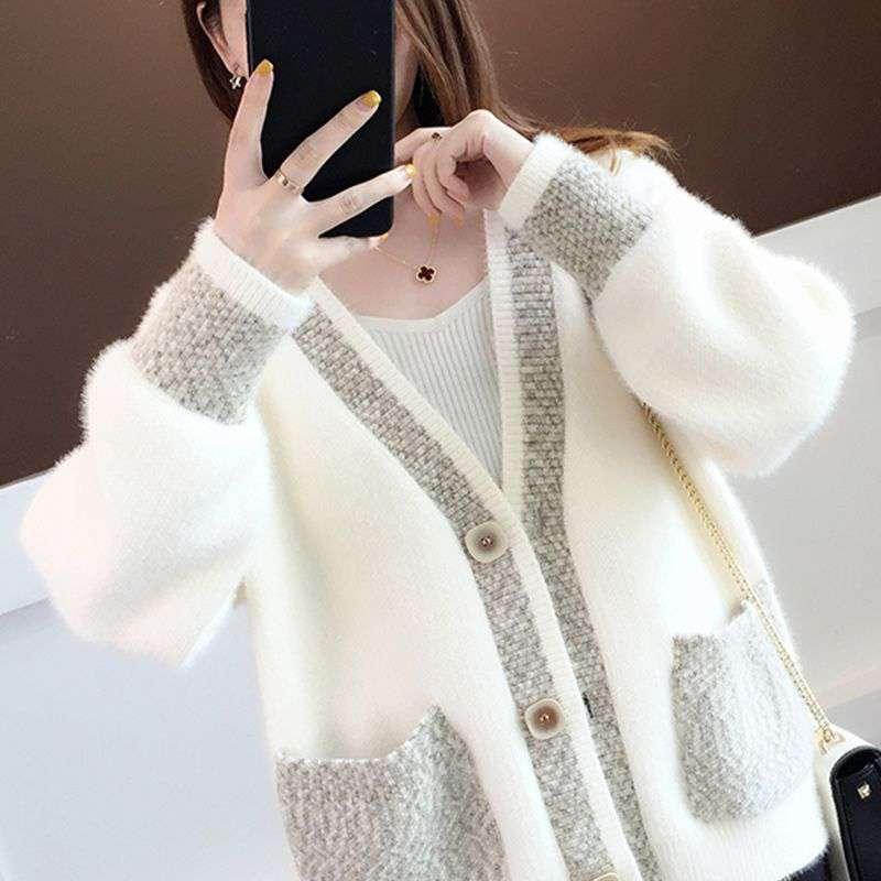 Damen Strickjacke mit modischen Kontrastdetails und tiefen Taschen Drune