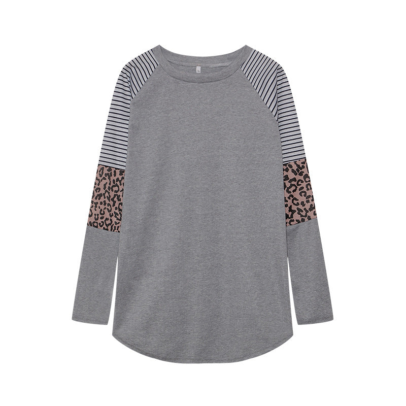 Damen Sportliches Langarmshirt mit tierischem Muster und modernem Streifendesign Drune