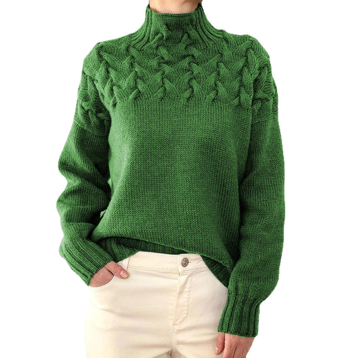 Damen nan Strickpullover mit Zopfstruktur und hohem Rollkragen Drune