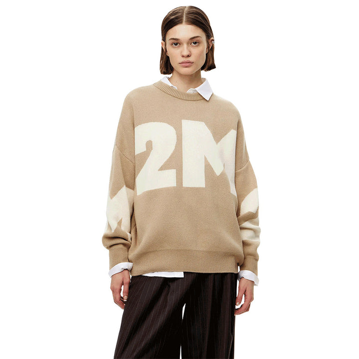 Damen Oversized Pullover mit kreativem Logo-Design Drune