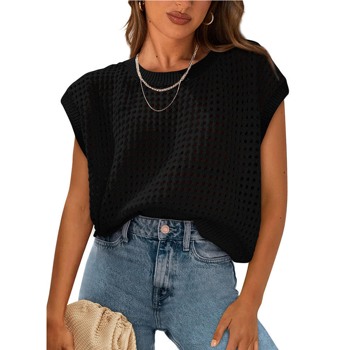 Damen lässiges Stricktop mit luftiger Lochstruktur Drune