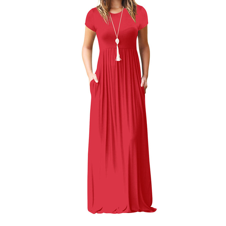 Damen Maxikleid mit tiefem Taillenbund und praktischen Taschen Drune