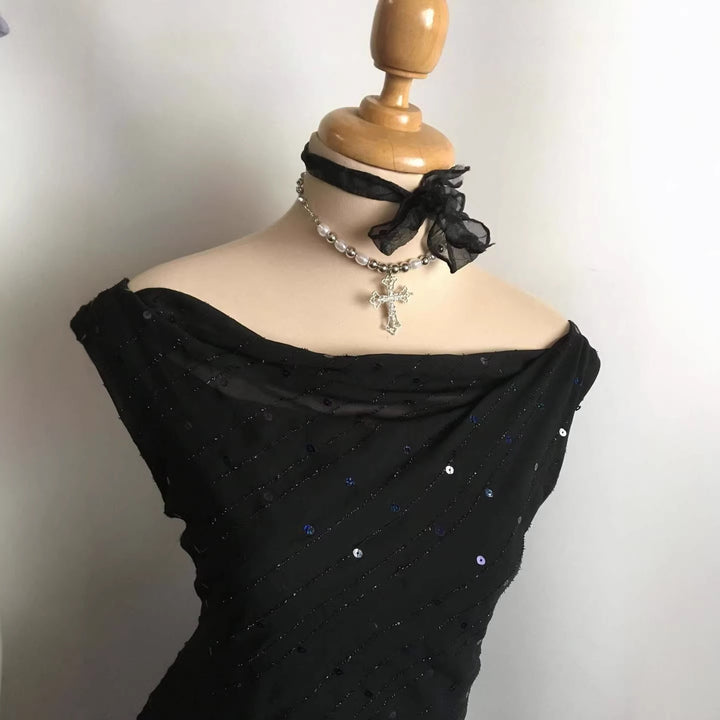 Damen Elegantes Abendkleid mit verführerischen Glitzerakzenten Drune