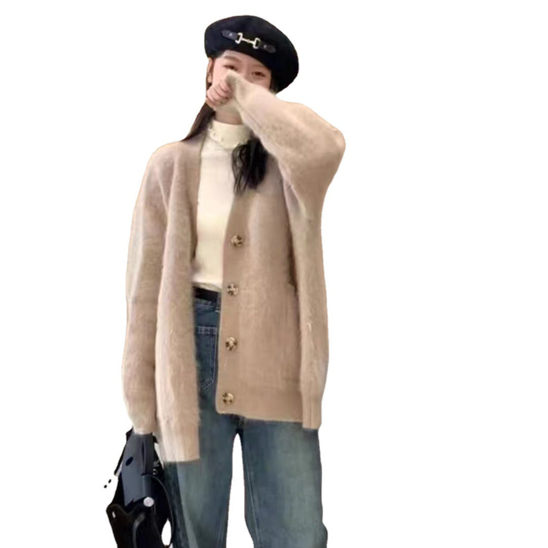 Damen kuscheliger Cardigan mit Knopfleiste Drune