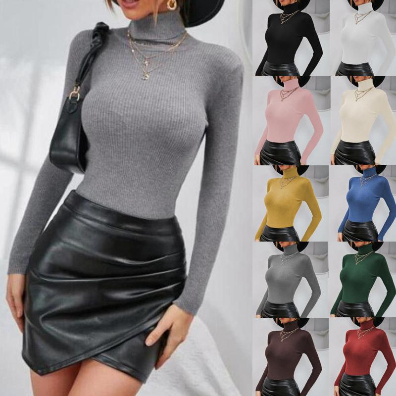 Damen Rollkragenpullover mit feiner Rippstruktur und figurbetontem Schnitt Drune