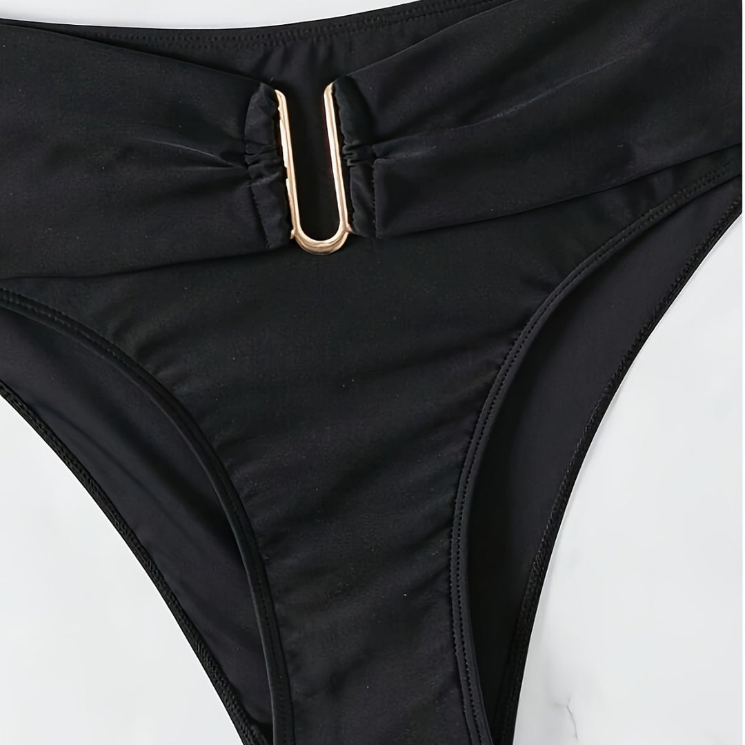 Damen Bikini-Set mit hoch taillierter Hose und dekorativem Schnürverschluss Drune