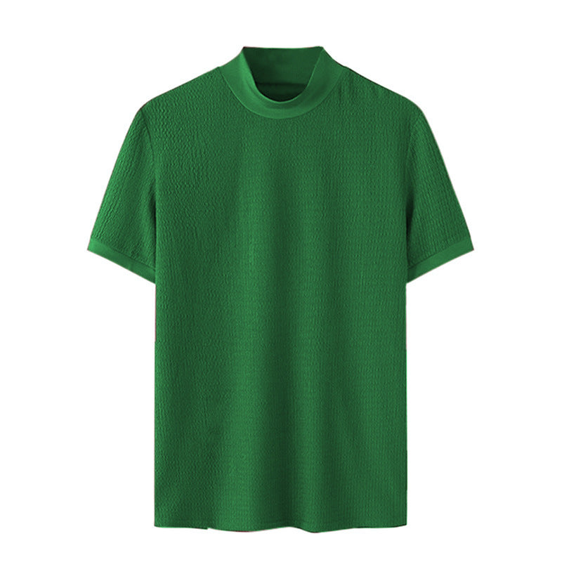 Herren nan Kurzarm Feinstrickshirt mit Stehkragen Drune