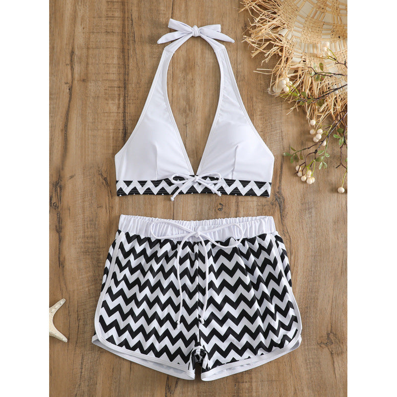 Damen Bikini-Set mit hochwertigem Chevron-Muster und verstellbaren Trägern Drune