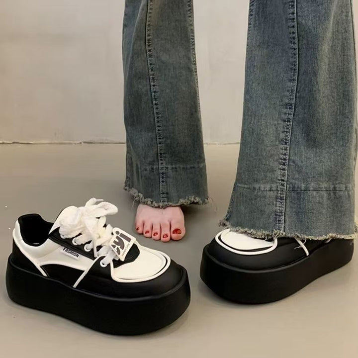 Damen modische Plateau Sneakers mit eleganten Ziernähten und dämpfender Sohle Drune