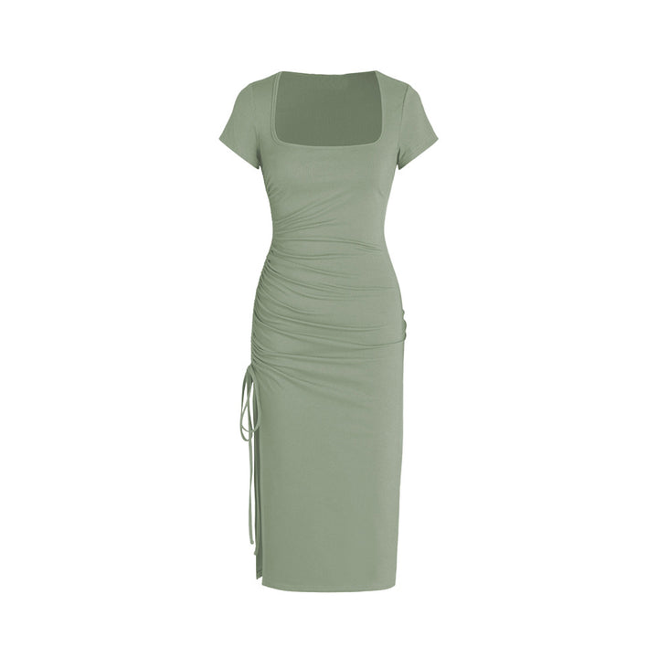 Damen Figurbetontes Midi-Kleid mit Seitenschlitz und Raffungsdetails Drune