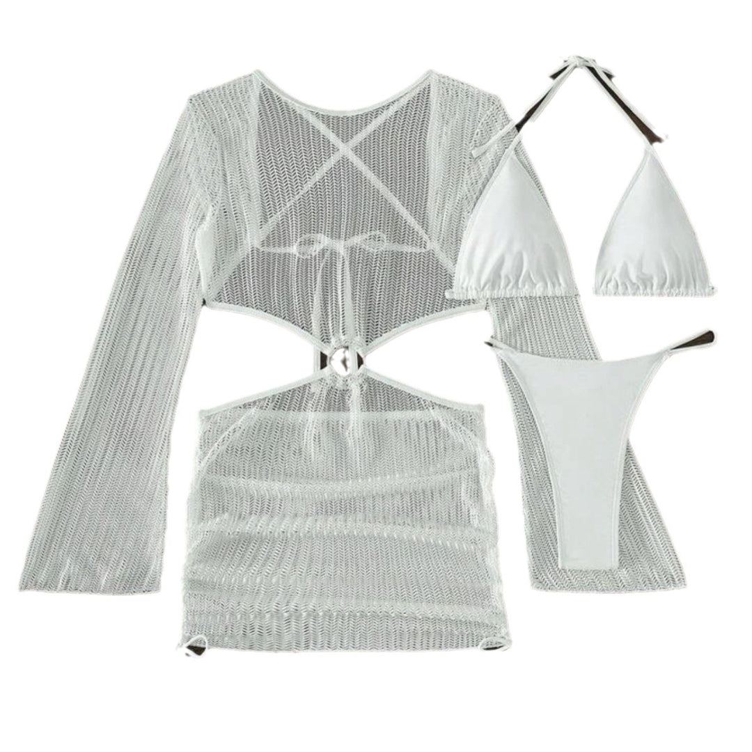 Damen Netzkleid mit offenem Schnitt und schickem Ring-Detail Drune