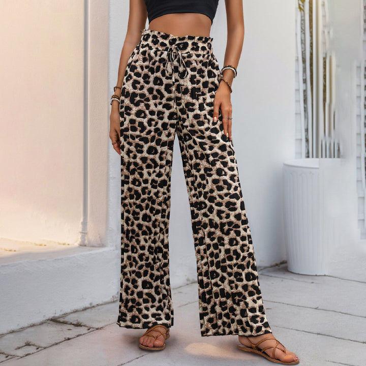 Damen Palazzo-Hose mit stylischem Leoprint und elastischem Taillenzug Drune