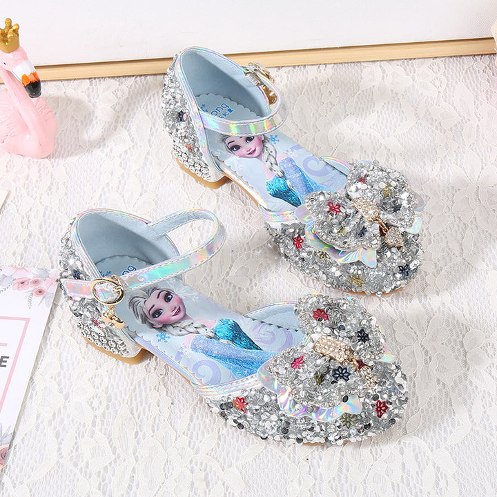 Mädchen Glitzernde Ballerinas mit Blumen- und Strassverzierung Drune