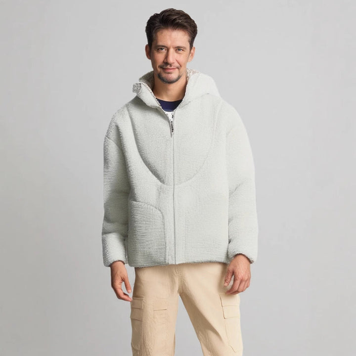 Herren Gemütliche Teddyjacke mit Kontrastnähten Drune