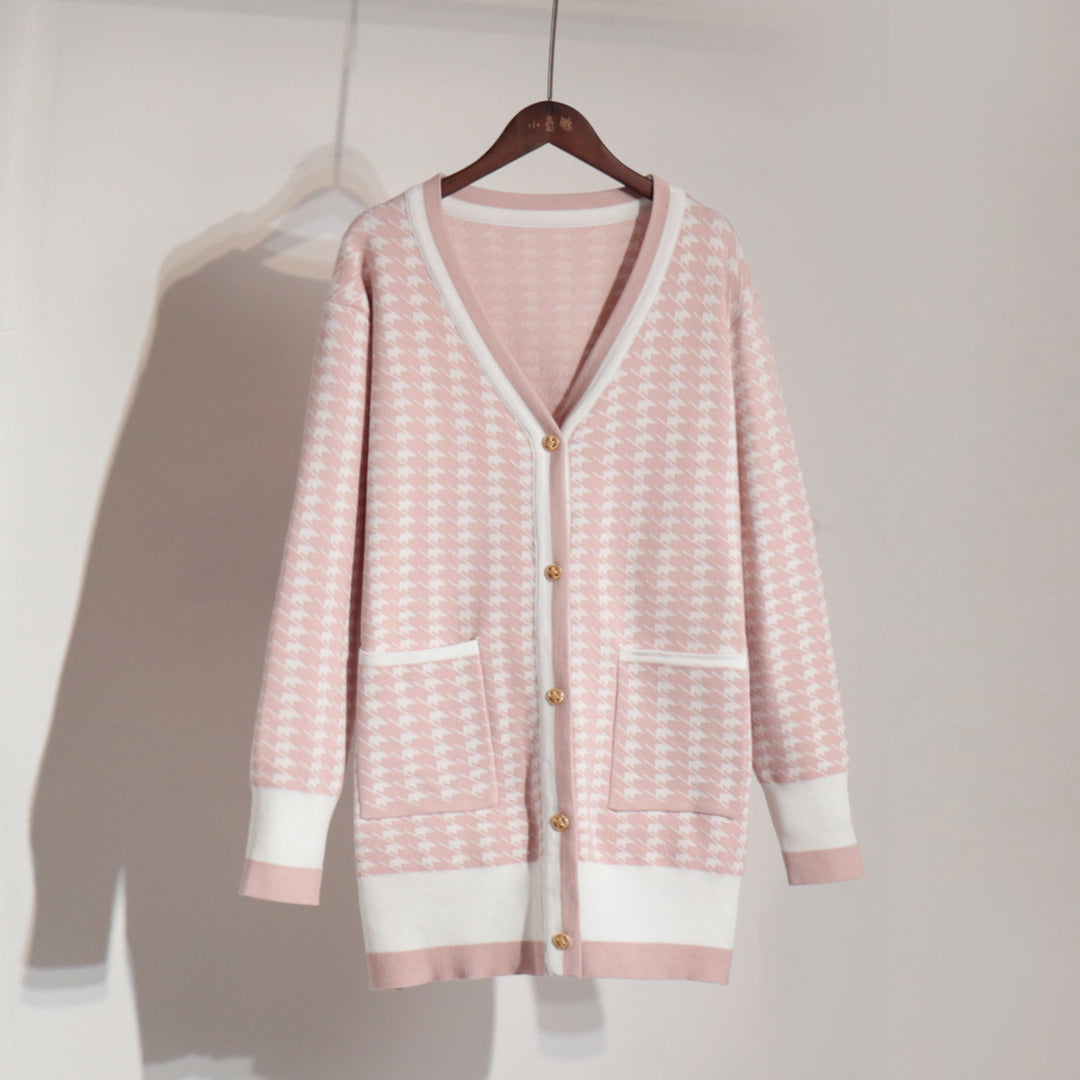 Damen Hüftlanger Strickcardigan mit Knopfverschluss und praktischen Taschen Drune