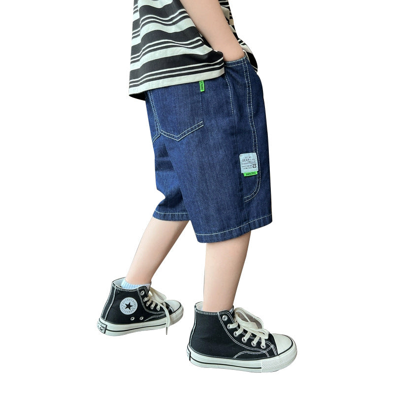 Jungen lässige Denim-Shorts mit funktionalen Taschen Drune