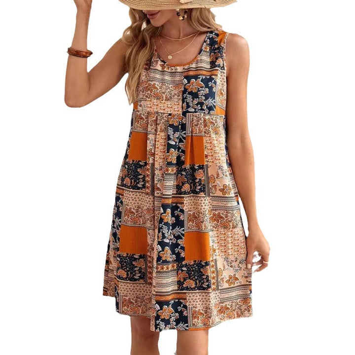 Damen luftiges Sommerkleid mit Patchwork-Design Drune