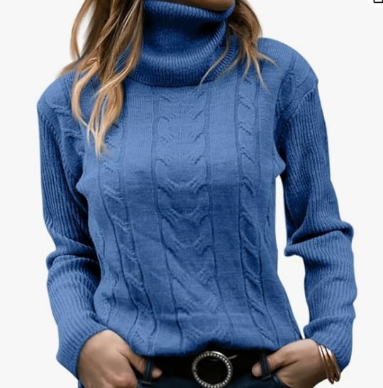 Damen Strickpullover mit hohem Kragen und strukturiertem Zopfmuster Drune
