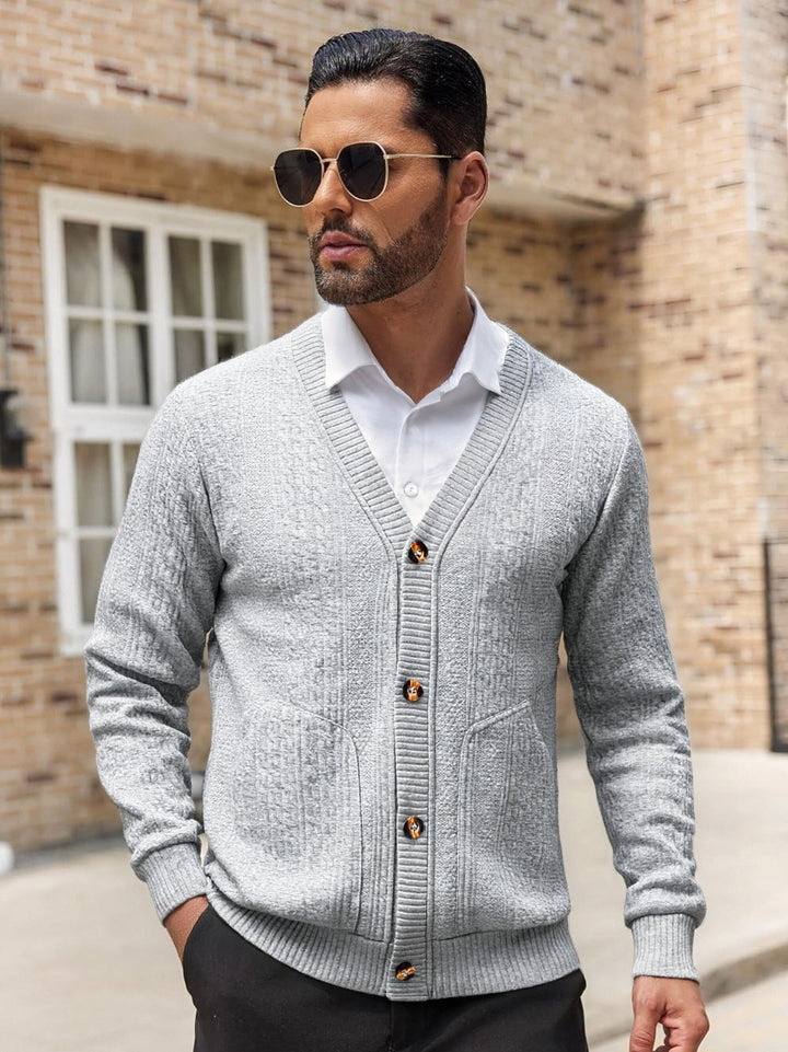 Herren Modischer Strickcardigan mit praktischen Taschen und einzigartiger Textur Drune