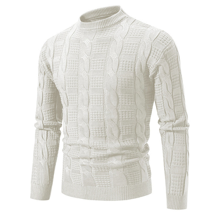 Herren eleganter Strickpullover mit hochgeschlossenem Kragen und Zopfmuster Drune